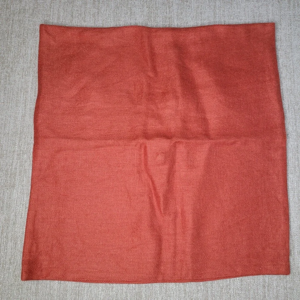Pottery Barn 3 Pillow Covers 100% Linen Rust Orange 18x18 Square Button Closure